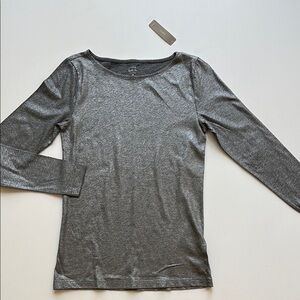 J.Crew Long Sleeve Painter T-Shirt In Glitter Grey- NWT- Size MEDIUM